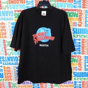 Vintage 90s Planet Hollywood Nashville T Shirt Size XL Black Logo Graphic